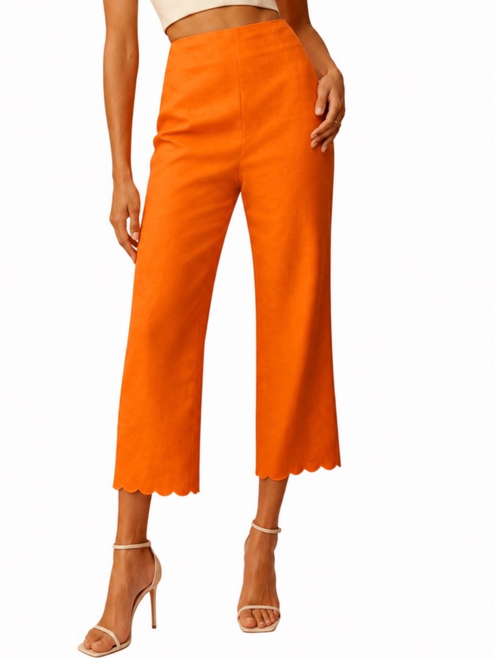 Reformation Liam Linen Pant Citrus Scallop Hem Linen Pants Size 6